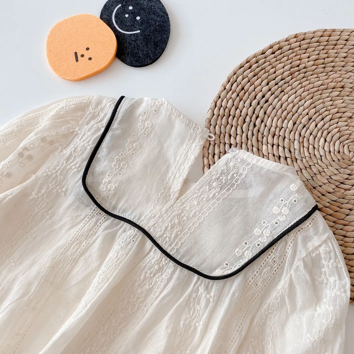 Белая рубашка для девочек хлопковая с куклой дышащая в Корейском стиле вышитыми