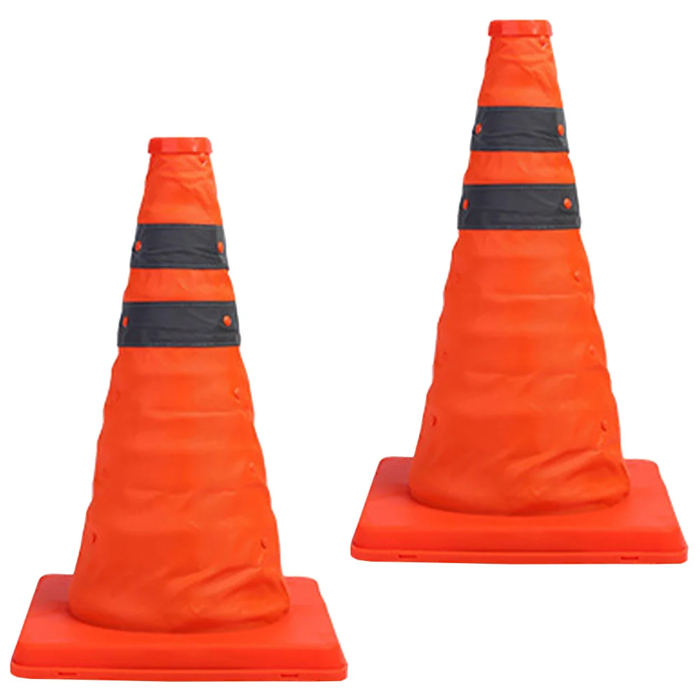 

2 Pcs Road Cone Multi Purpose Parking Cones Reflective Traffic Safety Fold Plastic Collapsible