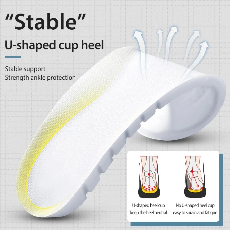 High Elastic Latex Sport Insoles for Sneakers Comfort Shoe Sole Arch Support Shock Absorption Plantar Fascitis Relief Insoles