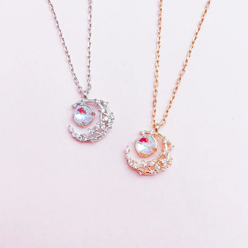 2024 ожерелье с новой луной женский кулон полый из лунного камня кристалл мениск