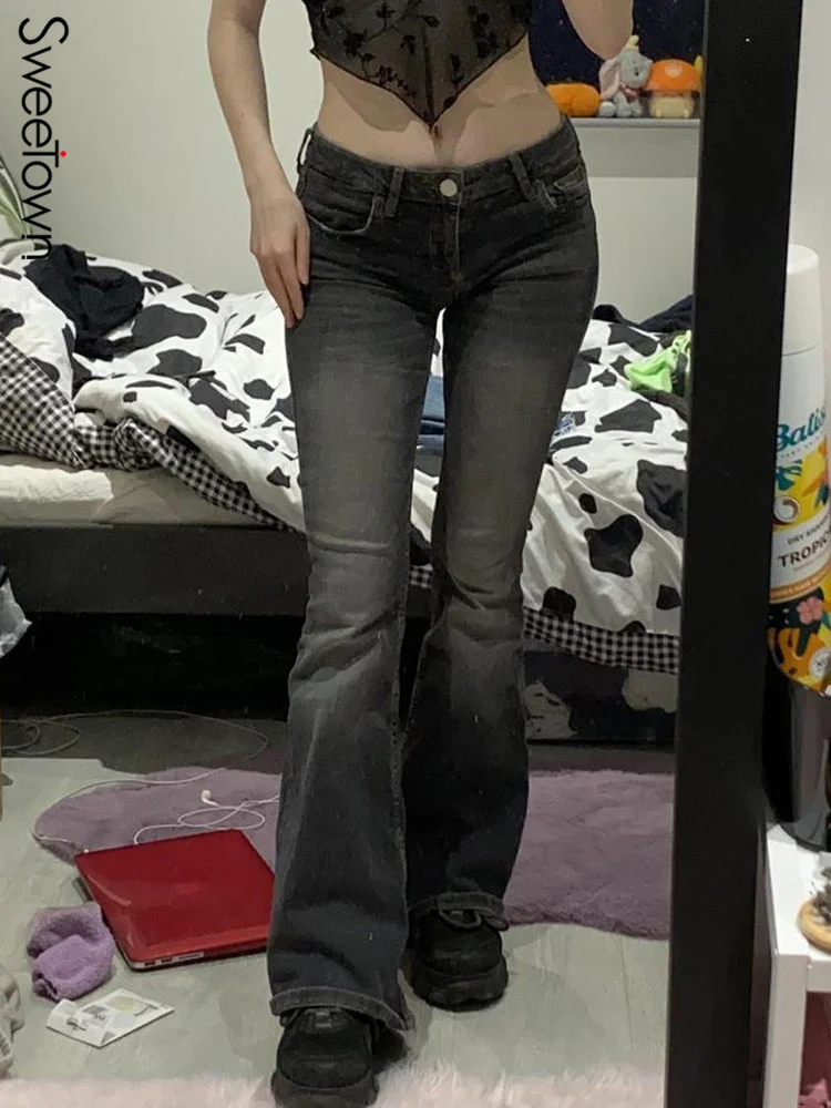 

Женские винтажные джинсы-клеш с низкой посадкой, в стиле ретро