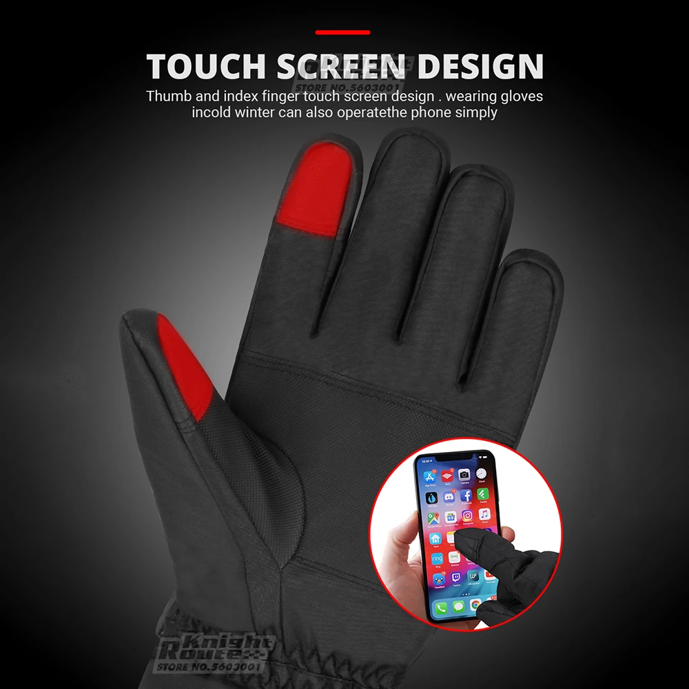 Зимние перчатки с подогревом мотоциклетные теплые водонепроницаемые для езды на