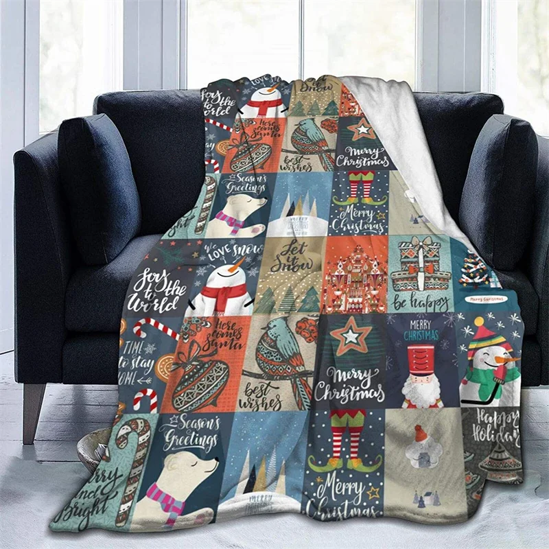 

Christmas Snowman Nutcracker Soft Plush Gift Flannel Microfiber Fleece Bedspread Sherpa 3D-Printed Blanket Couch