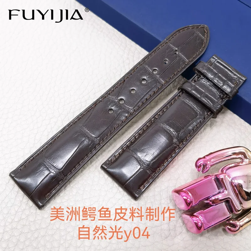 

Ремешок для часов FUYIJIA из кожи аллигатора, люксовый брендовый браслет из натуральной кожи для наручных часов, 14 мм 16 мм 18 мм 20 мм