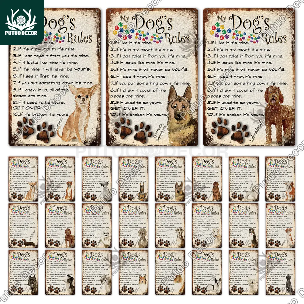

Putuo Decor Dog Vintage Tin Sign Plaque Metal Retro Wall Art Posters Kennel Living Room Door Painting Stickers