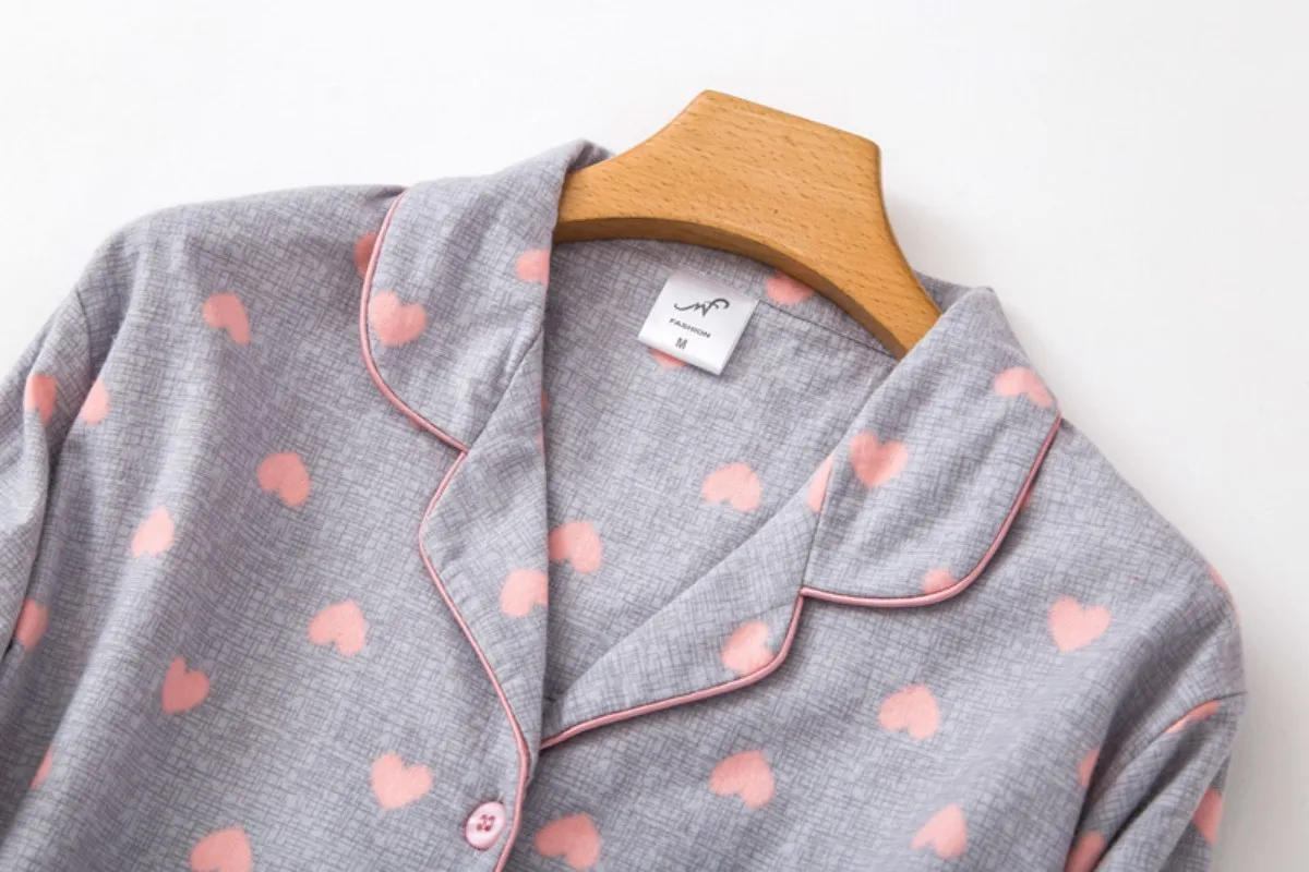 Autumn Women's Check Nightwear Length To The Shank Polyester Comfortable Slim Fitting Turn-Down Collar Leisure Wear