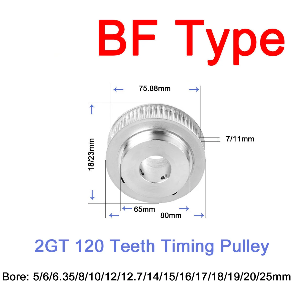 

1 шт., 120 зубьев, 2GT, типа BF, Синхронный ролик с отверстием 5/6/6.35/8/10/12/12.7/14/15/16/17/18/19/20 мм ширина 7/11 мм