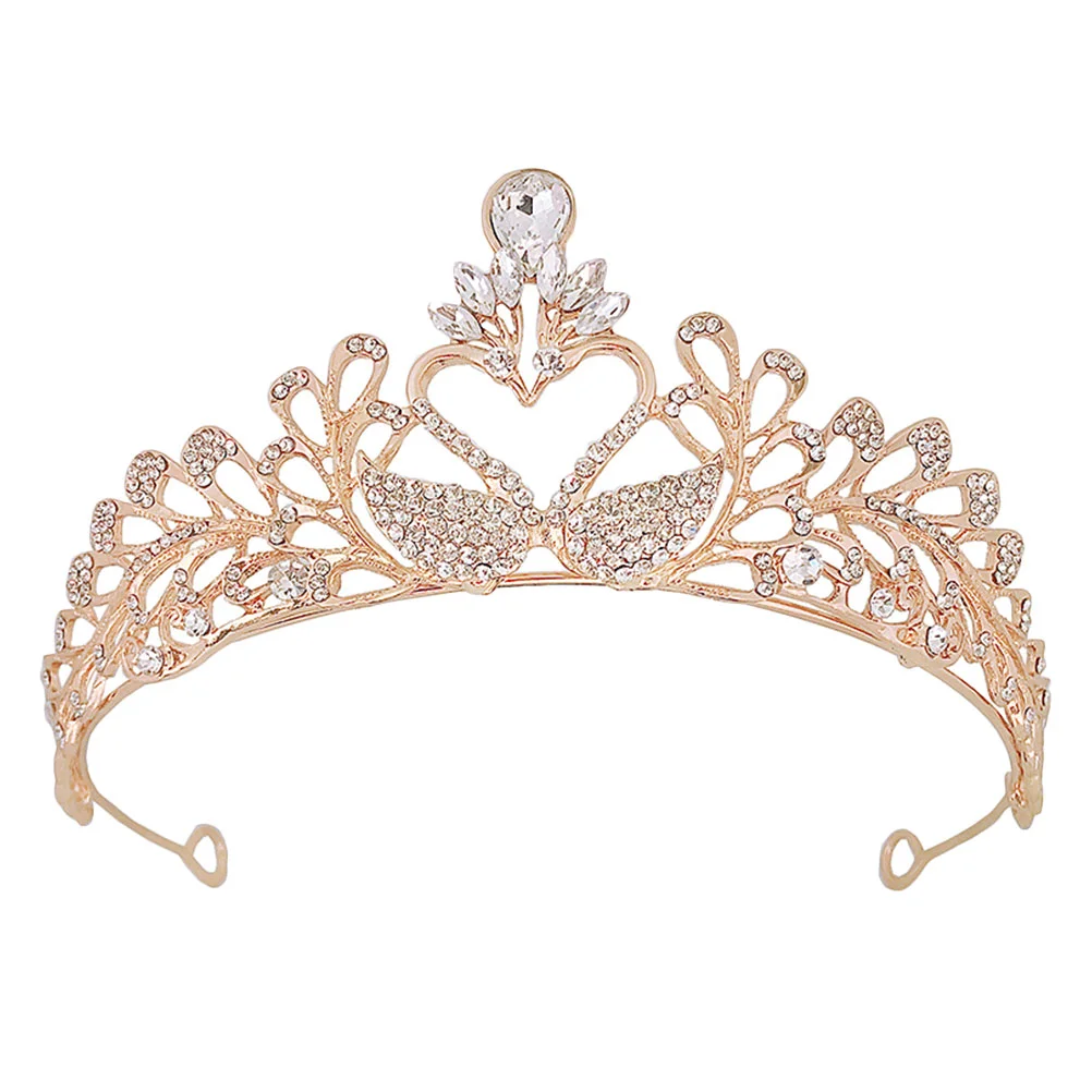 

Wedding Tiara Bridal Bride Headdress Crystal Tiaras Prop Rhinestone Swan Hair Modeling Headpieces Headwear Headpiece Decor Girl