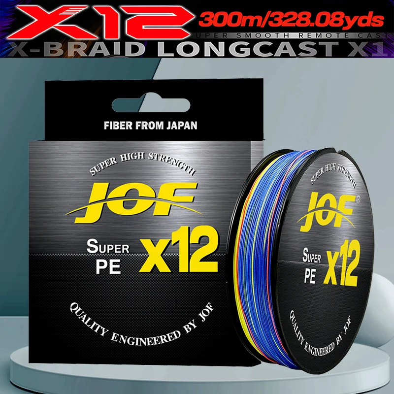 Рыболовная леска JOF 12x плетеная сложная для отключения 300/м 25-92 фунта