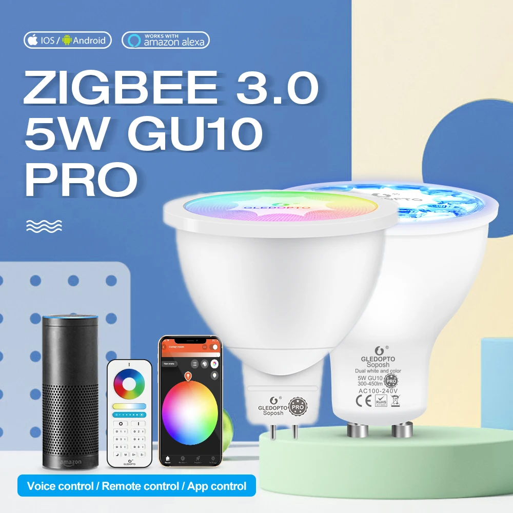 GLEDOPTO ZigBee 3.0 4W Pro  MR16 led Spotlight GU10 Led Bulb lamp for Bedroom Restaurant Sitting room Cook room lighting