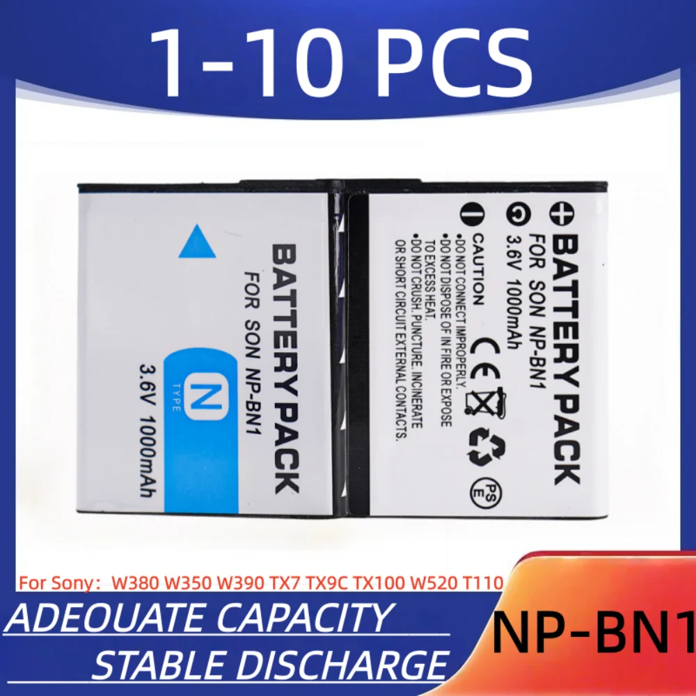 Фото NP-BN1 аккумулятор для цифровой камеры 1250 мАч NP-BN1, подходит для Sony W380 W350 W390 TX7 TX9C TX100 W520 T110 №1