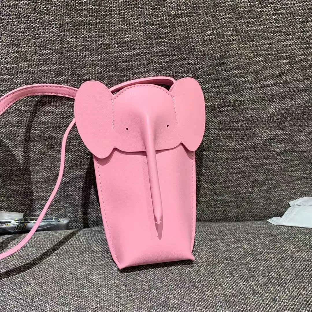 2022 Women New Fashion Unique Elephant Decoration Sewing Thread Mini Phone Bag Shoulder Bag Office Daily