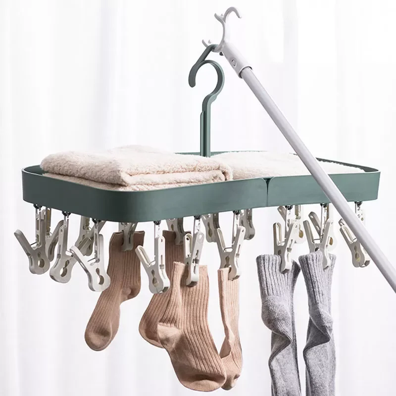 

Hanger Multi-Clip Drying Socks Home Multi-Function Inner Hanger Folding Hanger Student Dormitory Artifact