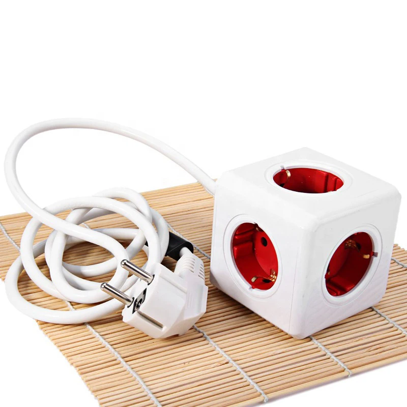 Sopend Стандарт ЕС Зарядное устройство Power Strip Cube 5 розеток 1 м удлинители 16 ампер