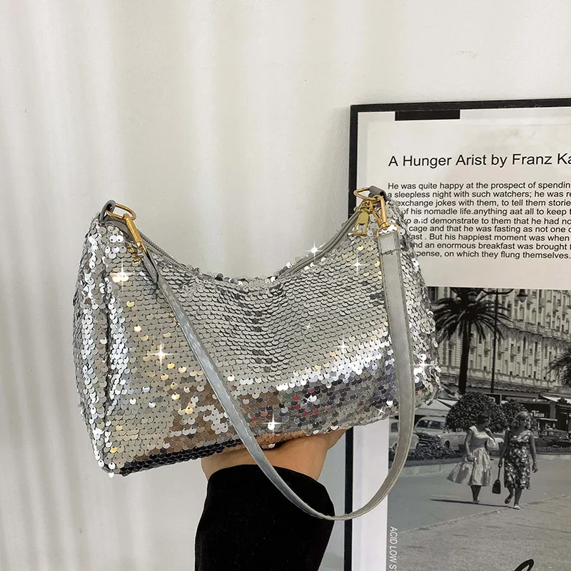 

Fashion Sequin Bag Women 2022 New Large Capacity Shoulder Bag Underarm Bag Simple Shoulder Bag