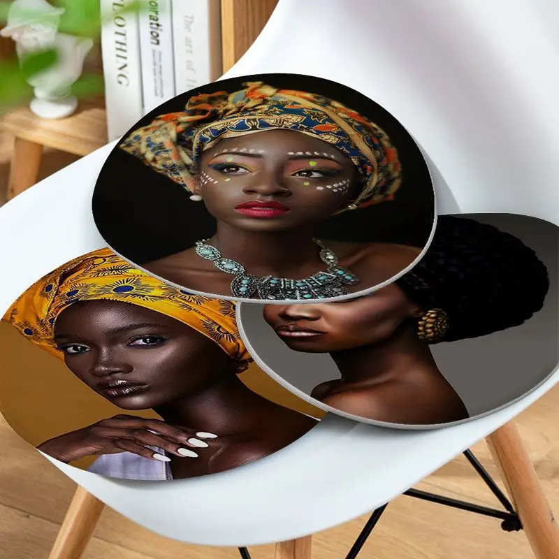 

Black African Woman Oil Painting Simplicity Seat Pad Household Cushion Soft Plush Chair Mat Winter Office Bar Chair Cushions