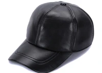 adjustable trend mens autumn winter leisure sheepskin baseball caps genuine leather hat simple solid color snapback cap