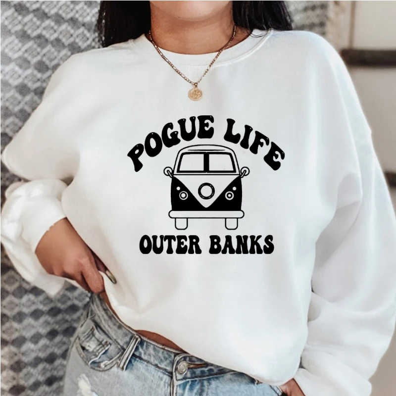 Outer Banks Graphic Hoodie Streetwear Women Fleece Pogue Life Crewneck Sweatshirt Outerbanks Merch OBX Hooded Autumn Clothes