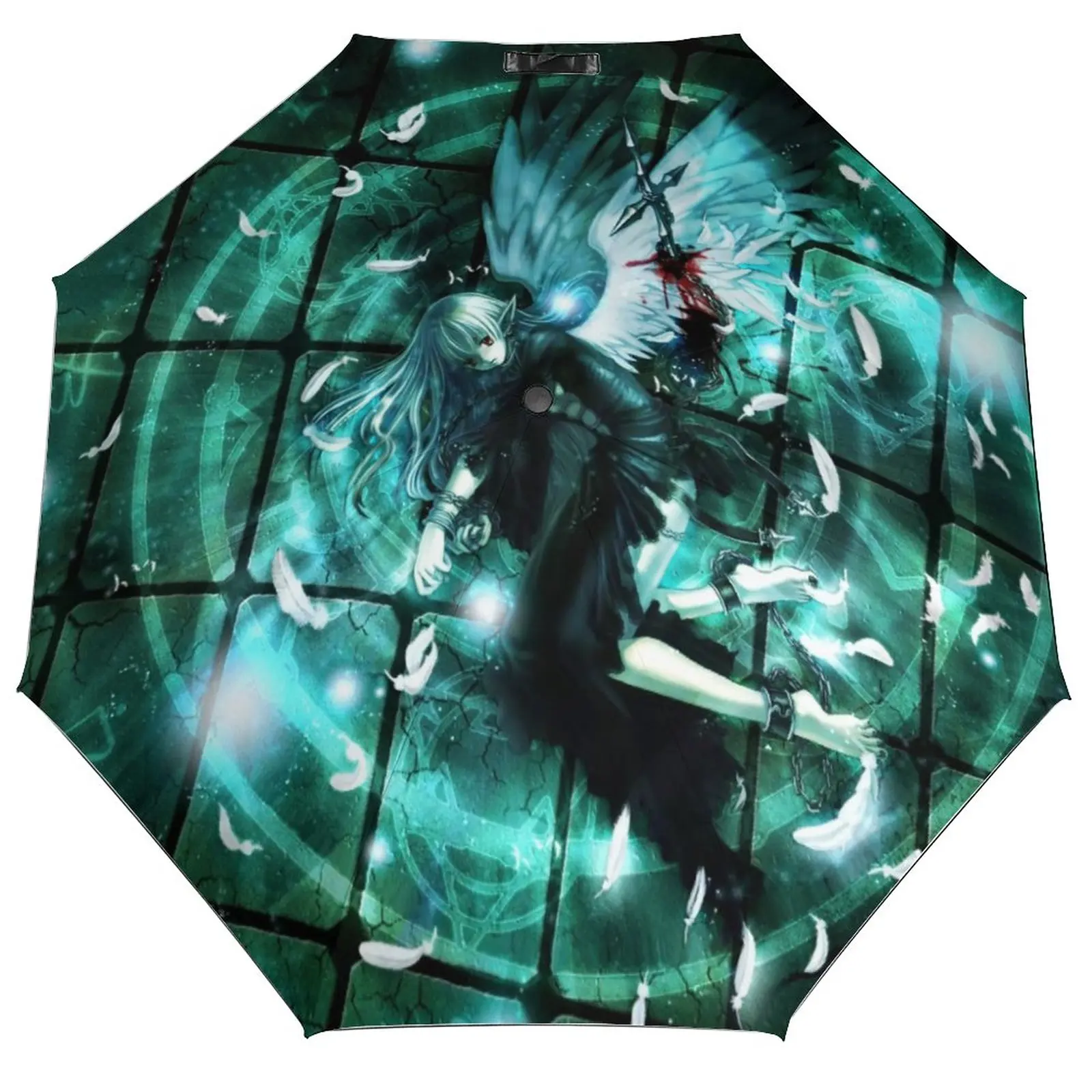 

Anime Angel Printed Umbrella Rain Women Automatic Umbrella Three Folding Sun Protection Umbrella Male Portable Parasol
