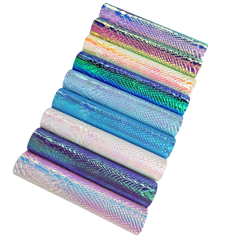 

Голографический лист из искусственной кожи с тиснением под крокодиловую кожу для изготовления обуви/сумки/украшения/аксессуаров «сделай сам» 137*300 см