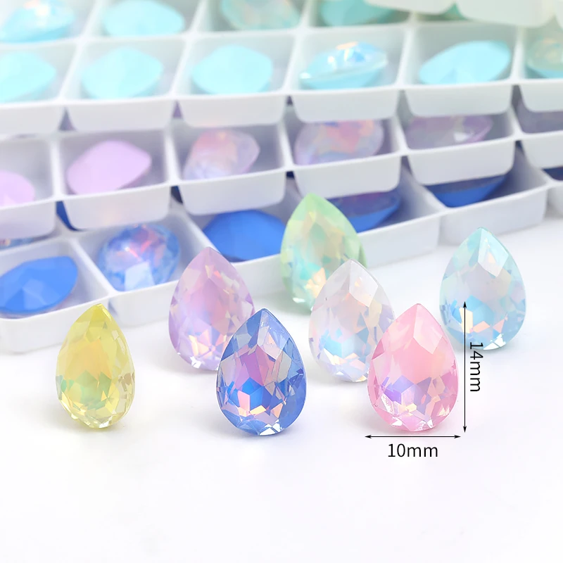 10X14 мм стеклянные бусины Pointback для изготовления ювелирных изделий свадебное