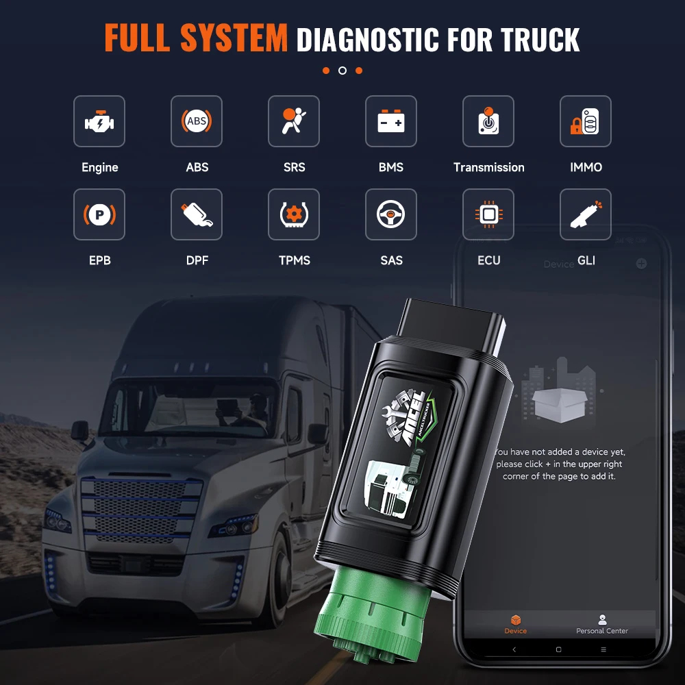 Фото ANCEL Trucker Series HD120 Bluetooth Heavy Duty Truck Scanner Сканер регенерации DPF для международного двигателя Volvo MaxxForce №3