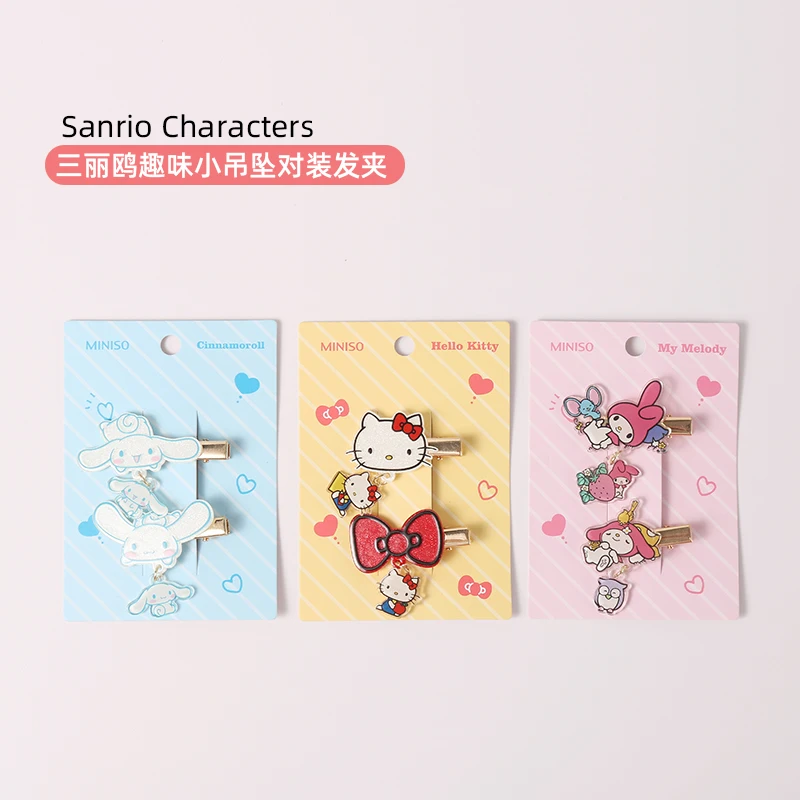 

Kawaii Sanrioed Collection Cinnamoroll My Melody Hello Kitty Fun Pendant Pair of Cute Kids Hair Clips Hair Accessories