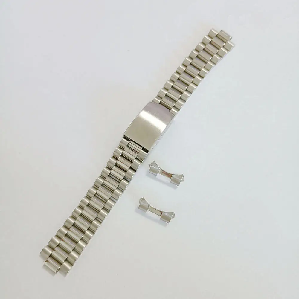 20mm Silver 316L Stainless Steel Oyster Curved End Watch Bands Strap Bracelet Fits For Seiko 5 Watches
