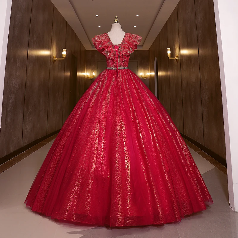 

Ashely Alsa Luxury Quinceanera Dresses V Neck Corset Long Girls' Birthday Party Dress Women Formal Evening Gown Vestido 15 16