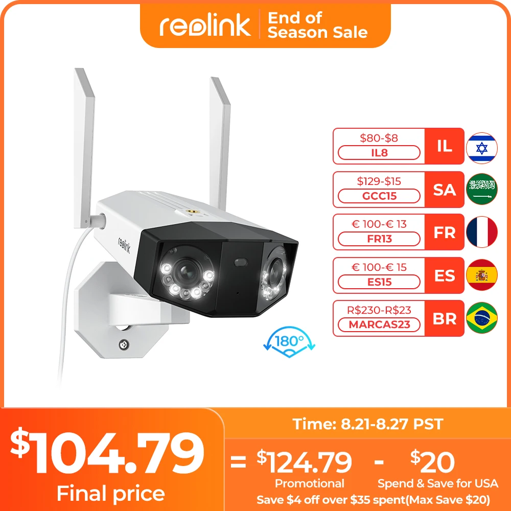 Reolink Duo 2 WIFI camera 4K Dual Lens outdoor security protection Person Vehicle Pet Detect Security Camera CCTV IP Camera