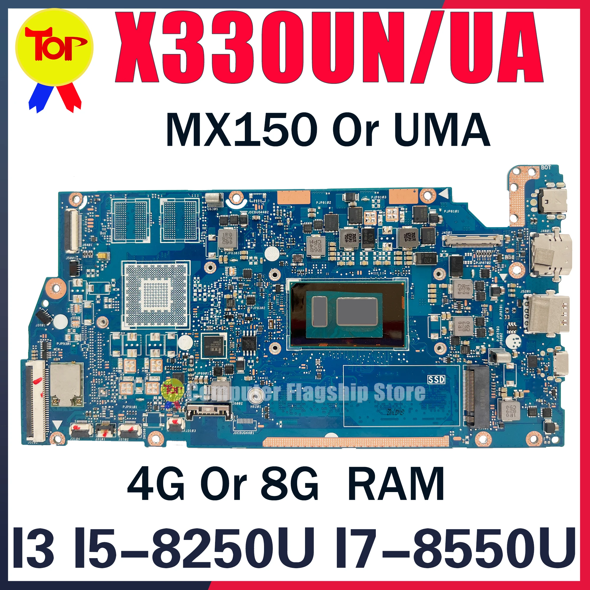 Материнская плата X330UN для ноутбука ASUS VivoBook X330UA I330UN I330UA X330U 4G/8G-RAM I3-8130U I5-8250U MX150/V2G материнская плата