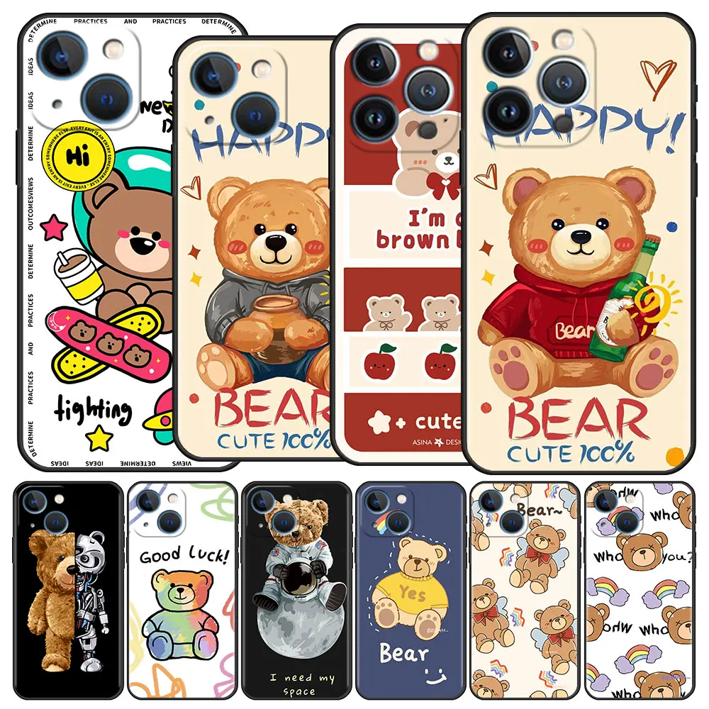 

Luxury Brand Bear TPU Case For Apple iPhone 13 11 12 Pro 7 XR X XS Max 8 6 6S Plus 5 5S SE 2022 13Pro Soft Phone Funda