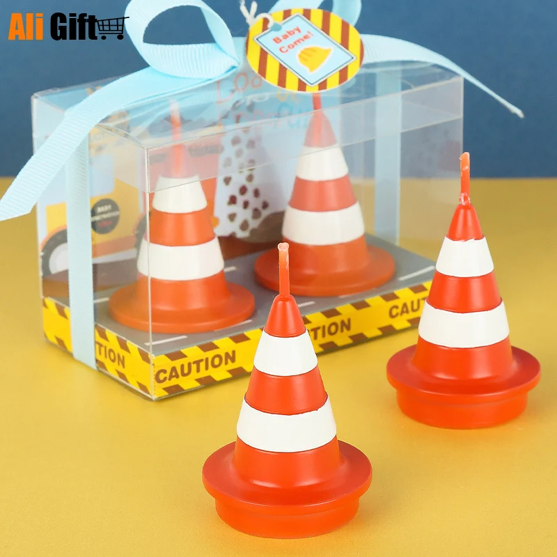 Birthday Party Supplies Smokeless Candles Boy Traffic Props Toy Cone Cake Wedding Decoration Scented Velas Decor Candle