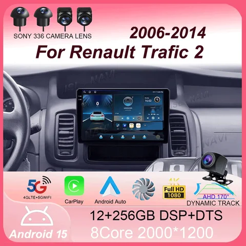 Автомобильный радиоприемник Android 15 для Renault Trafic 2 для Nissan primastar 2006-2014 Мультимедийный видеоплеер Навигация GPS