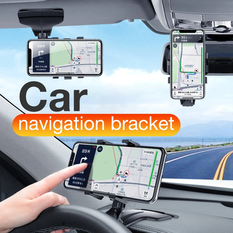 

Автомобильный держатель для телефона, многофункциональный Вращающийся Автомобильный держатель для навигатора, приборной панели, зеркала заднего вида, GPS для iPhone 13 12 11 Pro Xiaomi