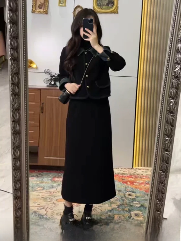 Классический комплект Sle Hepburn платье для детей новинка 2024 ранняя осень внутренняя