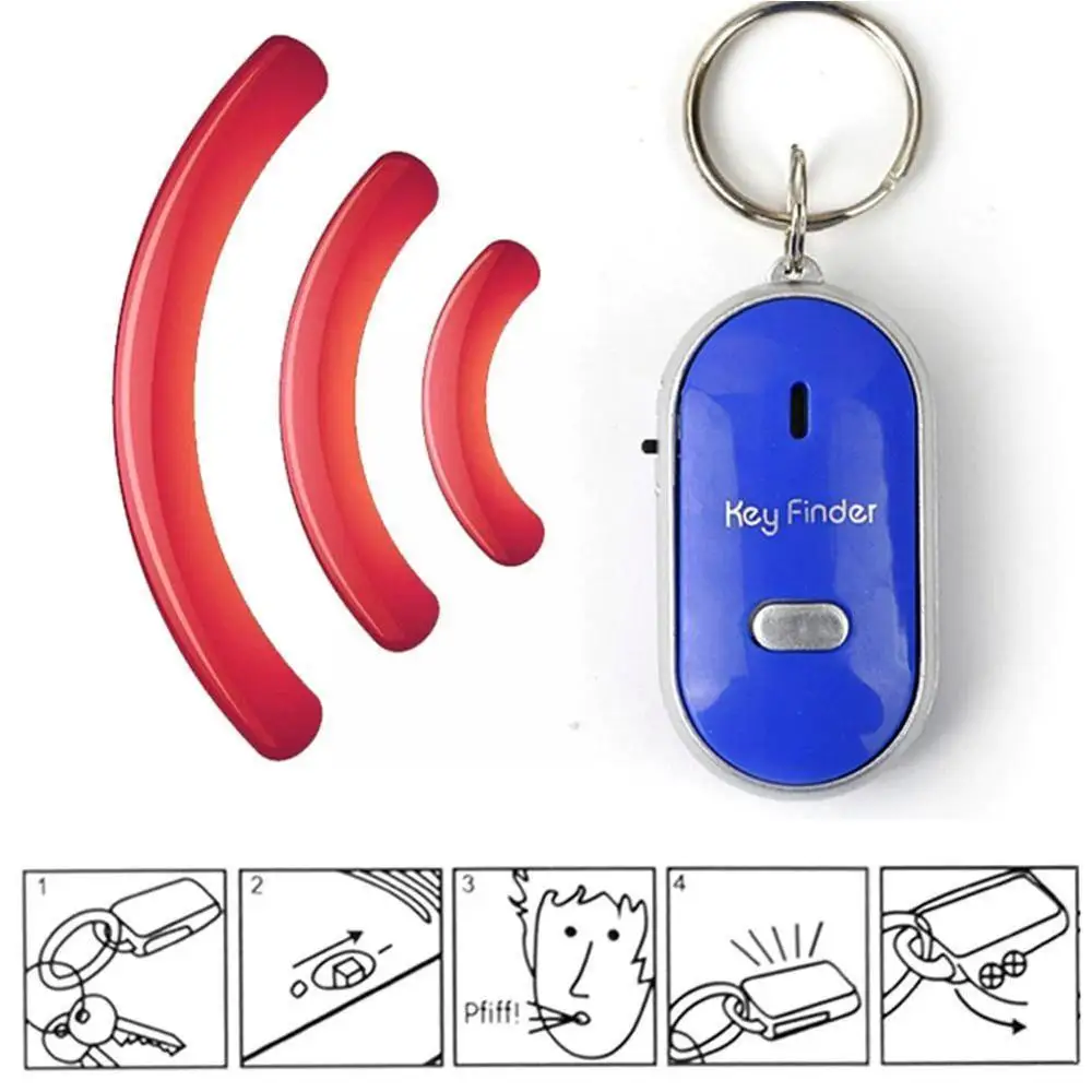 Anti-Lost LED Smart Key Finder Whistle Beep Sound Control Portable Pet Keychain Alarm Child Bag Locator Locator Key Find Tr S3M9