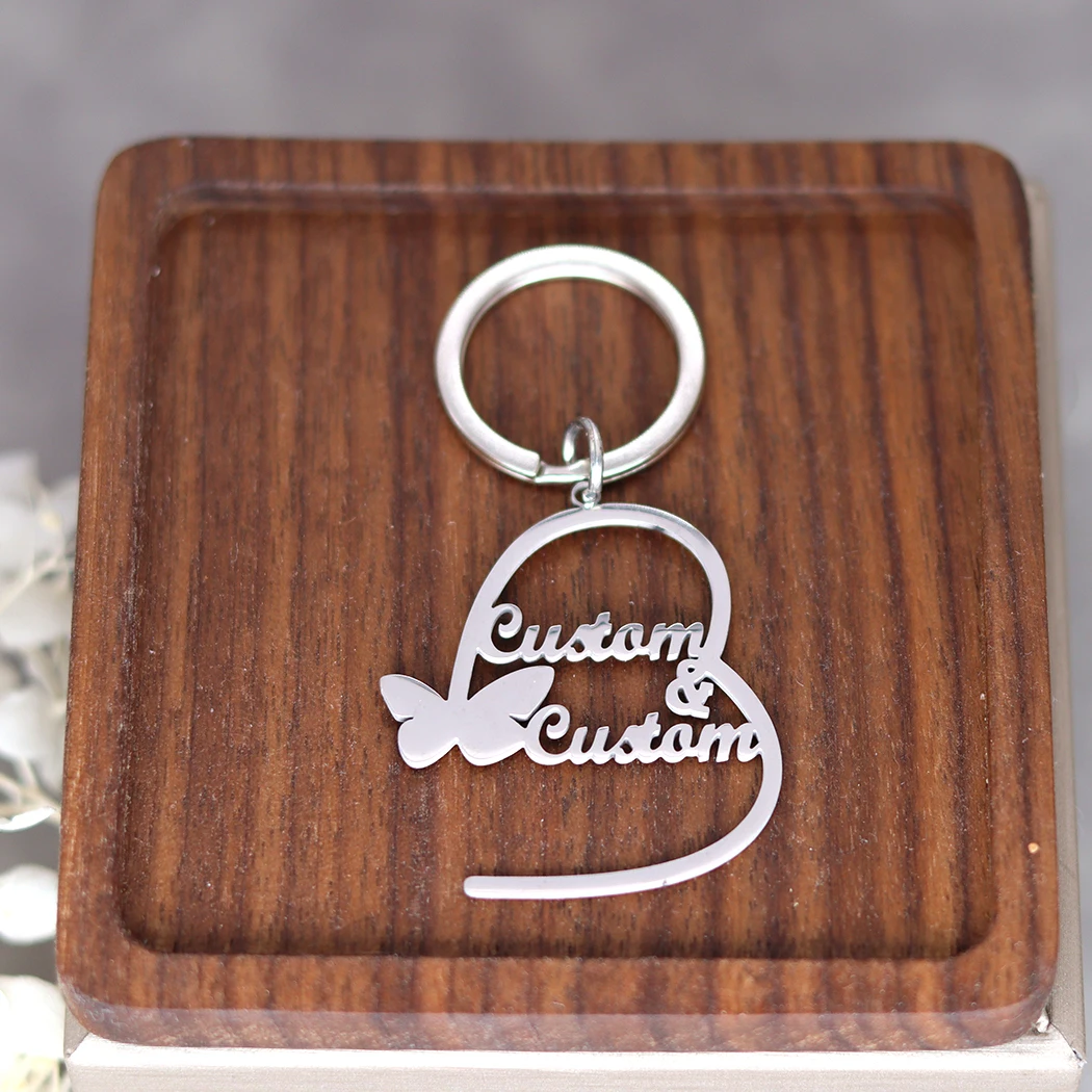 Персонализированный брелок из нержавеющей стали с двумя именами для мужчин