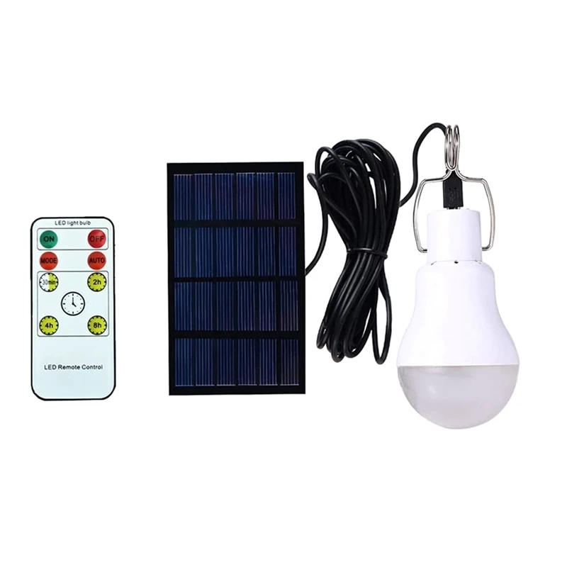 

1Set Solar Rechargeable Emergency Light Bulb LED Light Sensing Remote Control Camping Light White