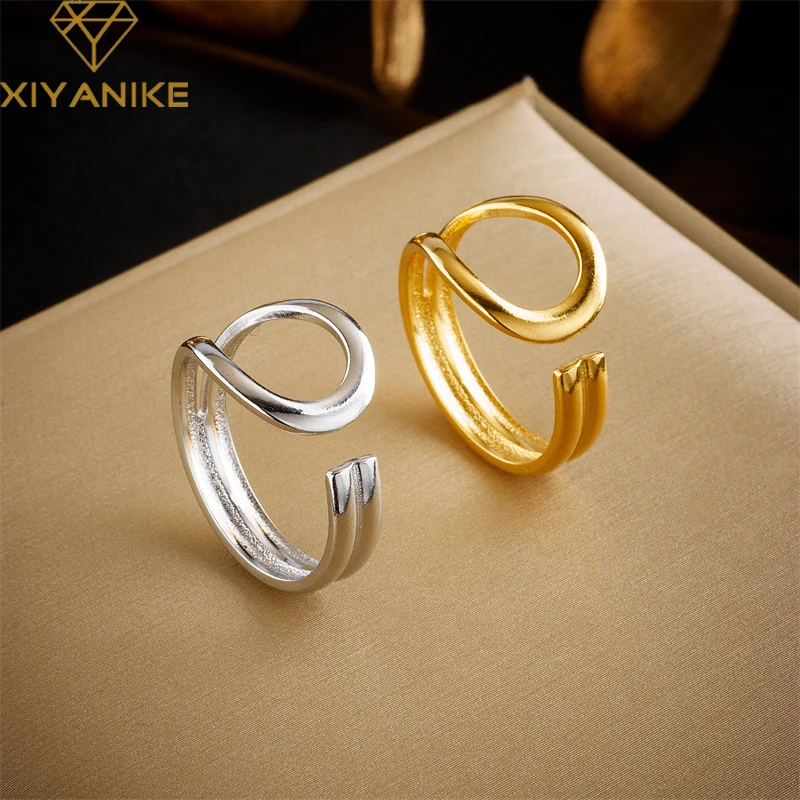 

XIYANIKE 316L Stainless Steel Ring for Woman Opening Couple Newly Arrived Chic Hollow Birthday Jewelry Gifts Accessories Bague
