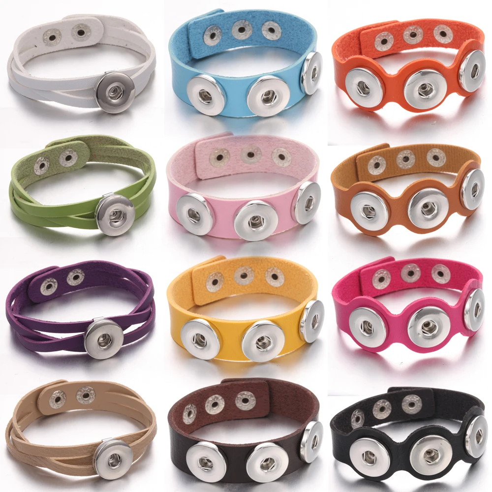 

Snap Button Jewelry Bracelets 18mm Snap Button Bracelet Wholesale 3 Button Snap Bracelet Leather Bracelet Women Snaps Jewelry