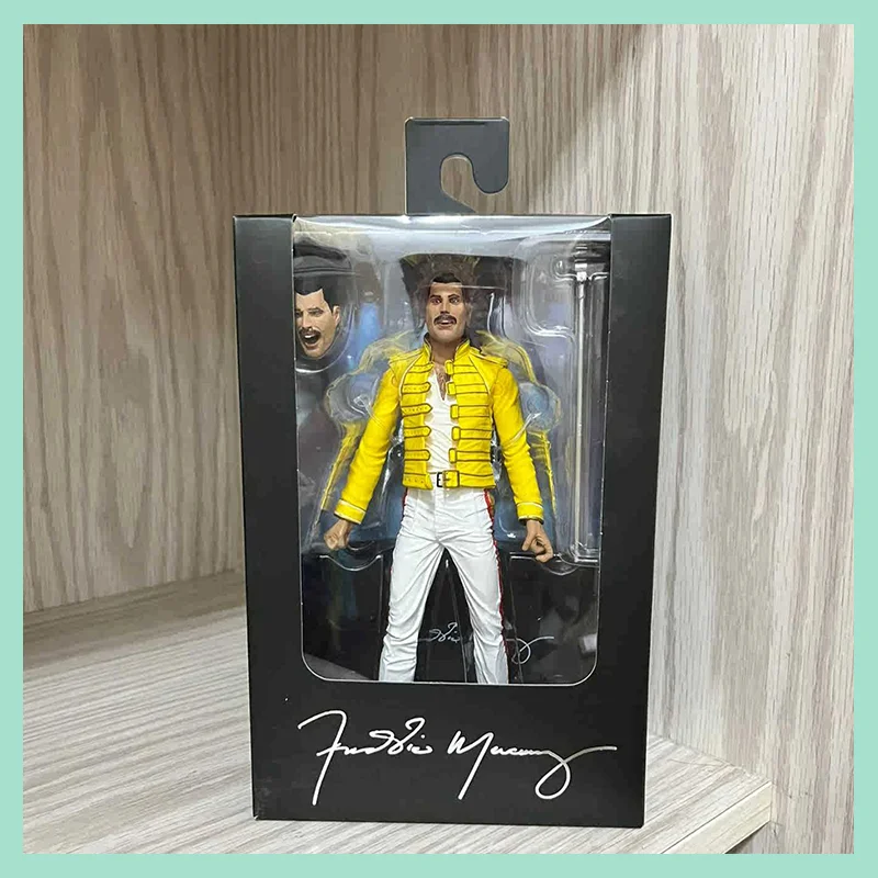 

Original 7 Inch NECA Queen Freddie Mercury Figure 42066 Yellow Jacket 1986 Magic Tour Action Figures Model Collection Toys Gift