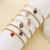 dainty crystal bracelet for women girls gold plated bead ball chain aaa zircon stacking bracelets minimalist birthday jewelry