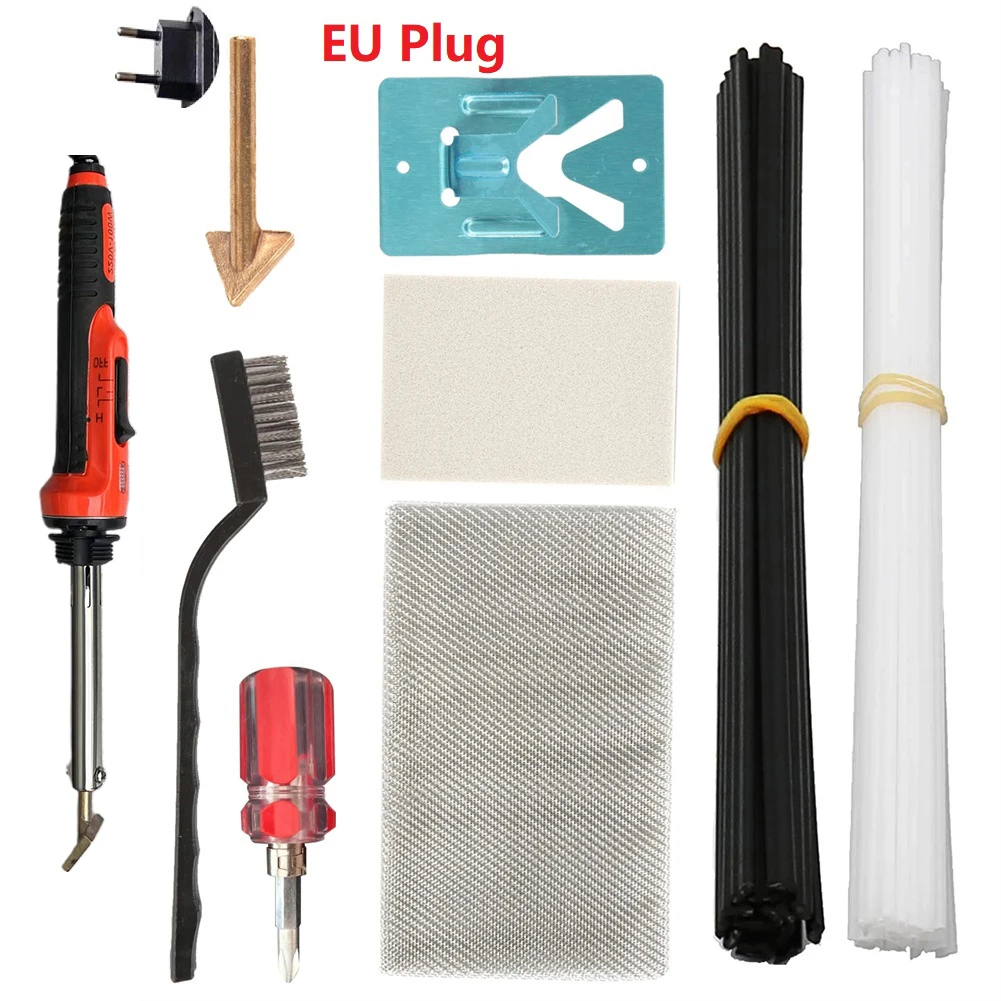 

Electric Soldering Iron Kit 100w 110V-220V EU/US/UK/AU 230mm/9.06inch Brass Tips Plastic Welding For Repairing Bumper Kayak