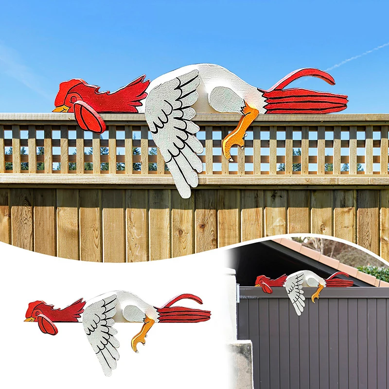 

Funny Chicken Garden Fence Farm Patio Backyard Decorative Rooster Statue Door Frame Chicken Sculpture Home Decoration