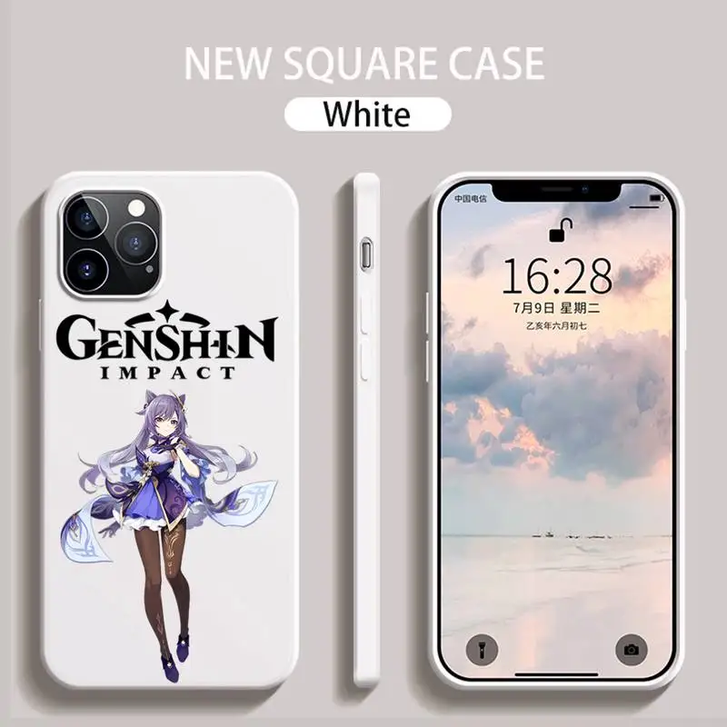 

Genshin Impact Zhongli Phone Case White Candy Color for iPhone 6 7 8 11 12 s mini pro X XS XR MAX Plus