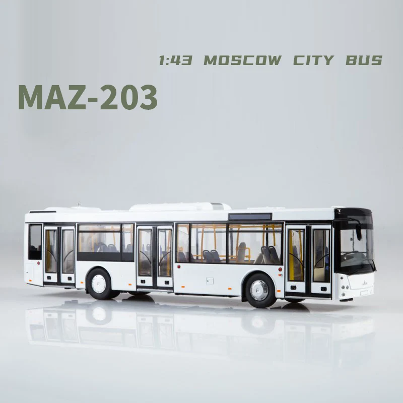 

Diecast 1:43 Scale Russian Modern City Bus MAZ-203 Alloy Bus Model SSM4047 Car Model Decoration Collectible Toy Gift