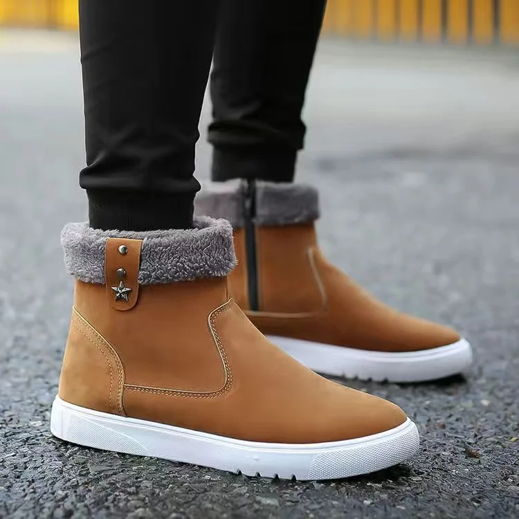 Casual Leisure Zip Plush Shoes Boot For Man Basic Boots Suede Brown