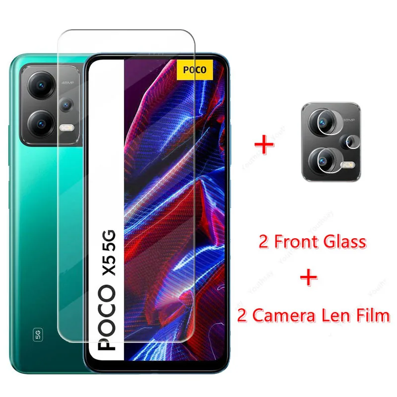 

2Pcs For Xiaomi Poco X5 5G Tempered Glass For Poco X5 X4 Pro 5G Screen Protector Protective Phone Lens Film For Poco X5 Glass