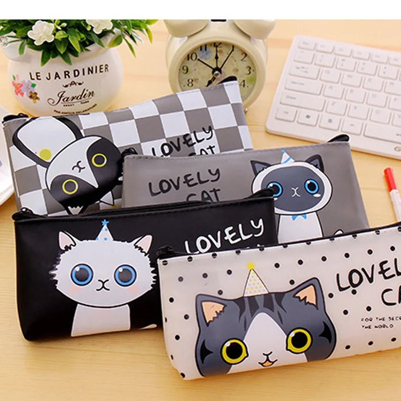 

Simple Cute Cat Translucent Large-capacity Stationery Children's Student Pencil Bag Children Learning Stationery Kids Nice Gifts